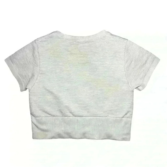 OFFLINE By Aerie Totally! Textured Seamless Cropped T-Shirt Light Blue/Grey LG​ - Picture 2 of 8